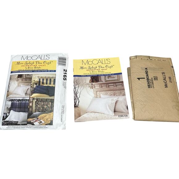 VINTAGE MCCALLS PATTERN 2165 FABRIC HEADBOARDS DECORATING DONNA BABYLON UNCUT - Picture 1 of 3